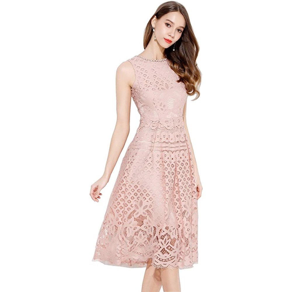 VEIISAR LACE FIT AND FLARE DRESS 🌸💕